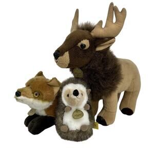 Lot OF 3 Miyoni By Aurora Plush Stuffed Animals Hedgehog Fox Elk or Reindeer EUC